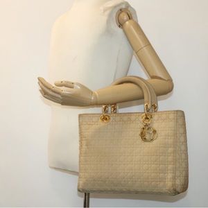 Vintage Christian Dior Lady Dior Cannage Shoulder Hand Bag Nylon